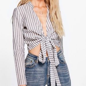 NWT Boohoo Kerry Striped Cotton Top